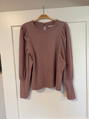 Madewell Women's Mauve Puff-Sleeve Knit Top